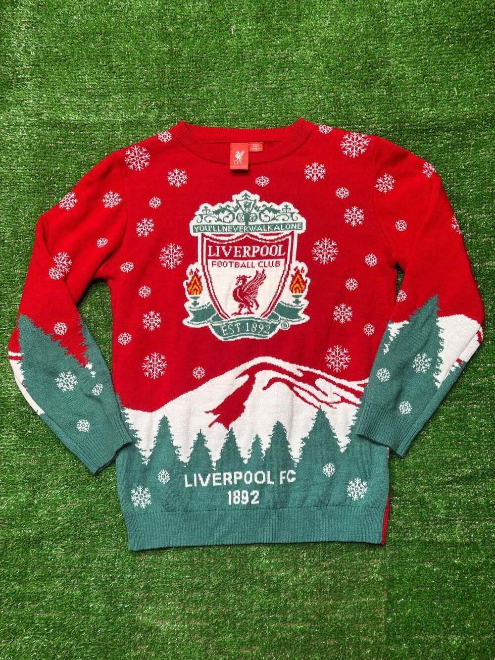 Liverpool FC Official LFC Holiday Christmas Sweater Red Youth Size 10-11 Yrs